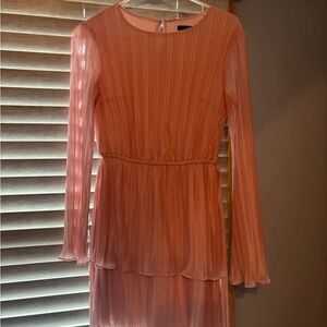 Elegant Peach Long Sleeve Dress